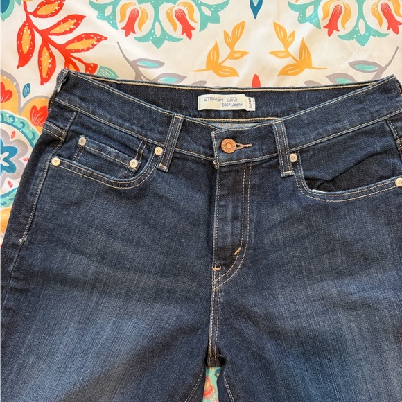 Levi's Women's 505 Dark Blue Straight Leg Jeans - Picture 2 of 4